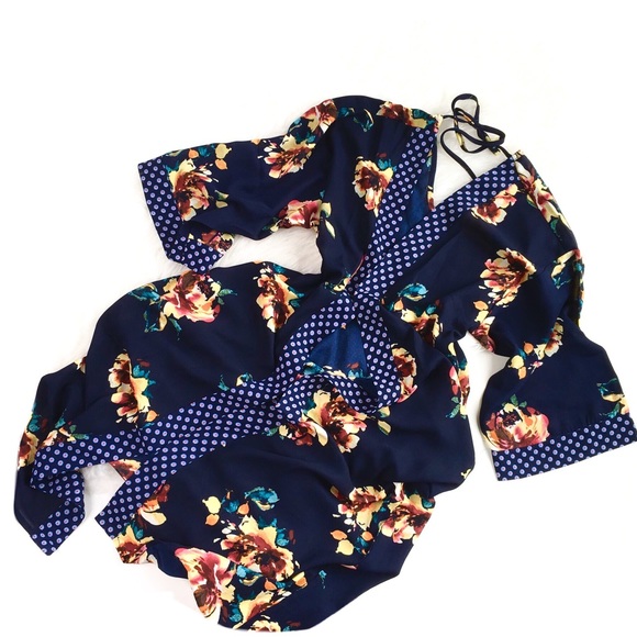 Band of Gypsies Jackets & Blazers - Band of Gypsies | floral bohemian trim navy kimono